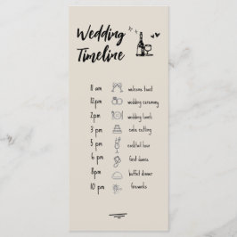 Retro Grey Hand Drawn Illustrated Wedding Timeline Meny