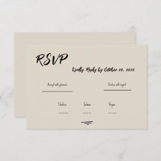 Retro Grey Hand Written Scribble Wedding RSVP  OSA Kort