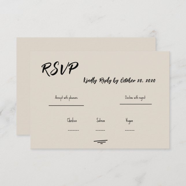 Retro Grey Hand Written Scribble Wedding RSVP  OSA Kort (Fram/baksida)