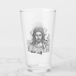 Retro Grid Jesus Konungars Konung Uppenbarelseboke Glaskopp