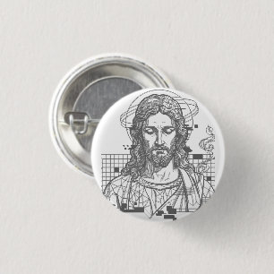 Retro Grid Jesus Konungars Konung Uppenbarelseboke Knapp