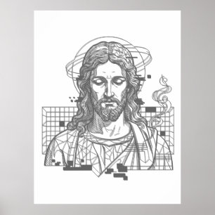 Retro Grid Jesus Konungars Konung Uppenbarelseboke Poster