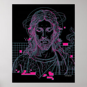 Retro Grid Jesus Konungars Konung Uppenbarelseboke Poster