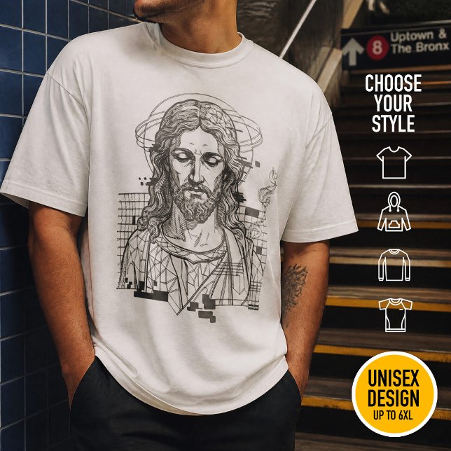 Retro Grid Jesus Konungars Konung Uppenbarelseboke T Shirt (Heavyweight Streetwear Christian T-Shirts & available oversize 3XL, 4XL, 5XL, 6XL. Choose your style)