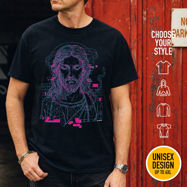 Retro Grid Jesus Konungars Konung Uppenbarelseboke T Shirt (Heavyweight Streetwear Christian T-Shirts & available oversize 3XL, 4XL, 5XL, 6XL. Choose your style)