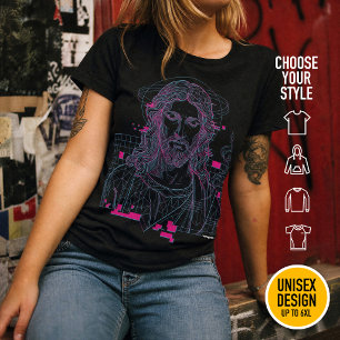 Retro Grid Jesus Konungars Konung Uppenbarelseboke T Shirt