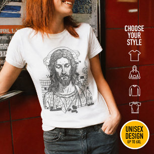 Retro Grid Jesus Konungars Konung Uppenbarelseboke T Shirt