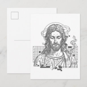 Retro Grid Jesus Konungars Konung Uppenbarelseboke Vykort