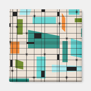 Retro Grid & Starburches Magnet