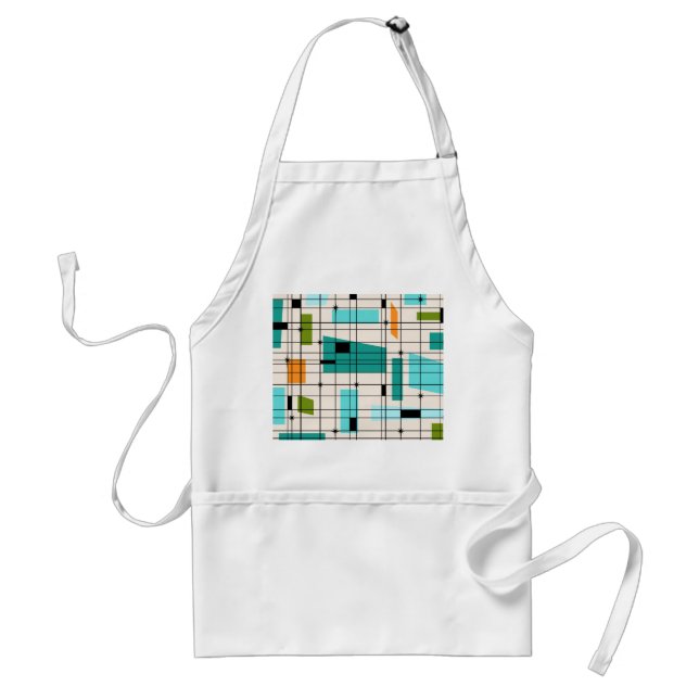Retro Grid & Starbursts Apron Förkläde (Framsidan)