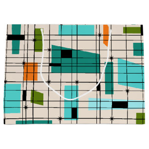 Retro Grid & Starbursts Gift-säck