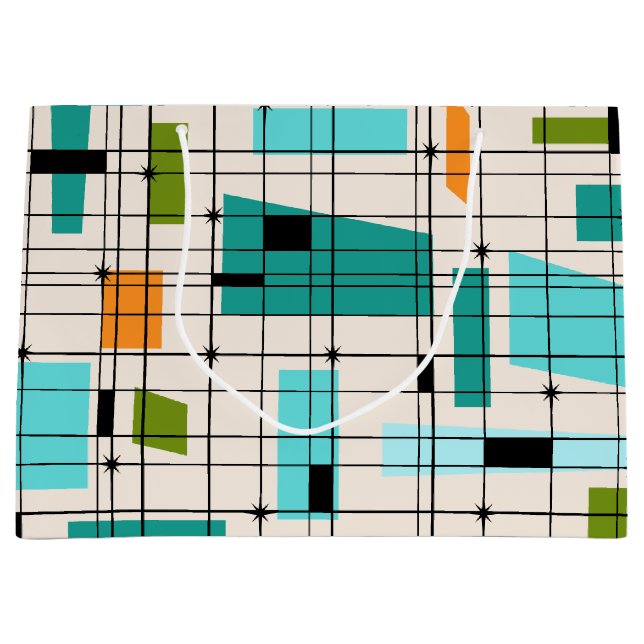 Retro Grid & Starbursts Gift-säck (Framsidan)