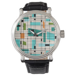 Retro Grid & Starbursts Manar Watch Armbandsur