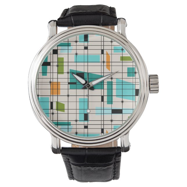Retro Grid & Starbursts Manar Watch Armbandsur (Framsida)