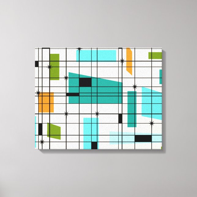 Retro Grid & Starbursts Wrapped Canvas (Framsida)