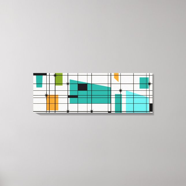 Retro Grid & Starbursts Wrapped Canvas (Framsida)