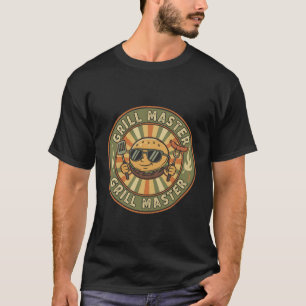Retro Grill Master Burger Karaktär BBQ King Vinta T Shirt