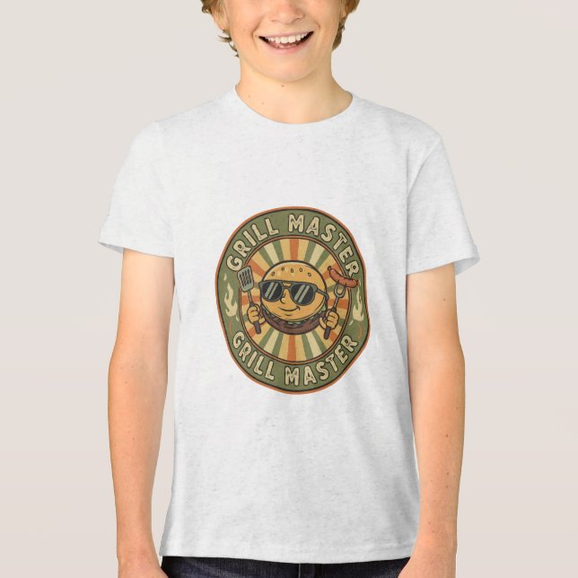 Retro Grill Master Burger Karaktär BBQ King Vinta T Shirt (Framsida)
