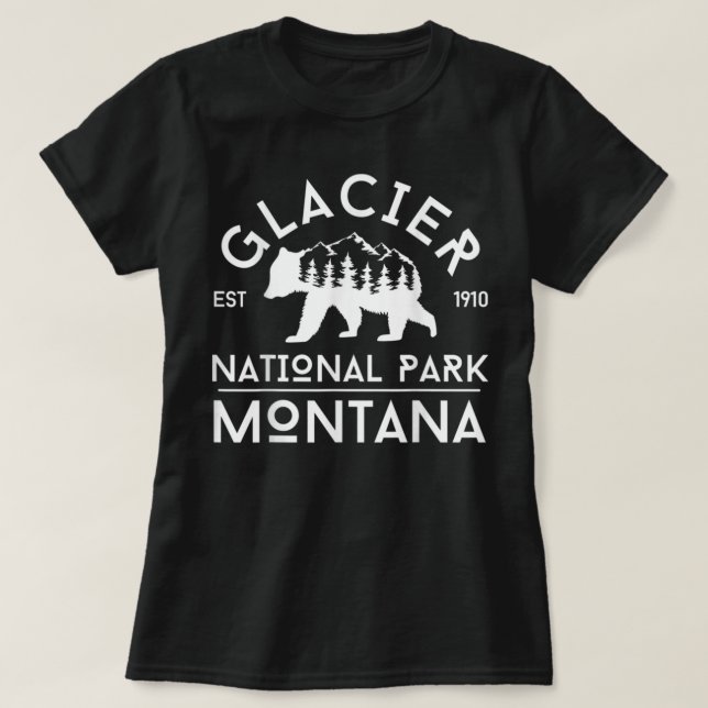Retro Grizzly Bear Glacier National Park Souvenir T Shirt (Design framsida)