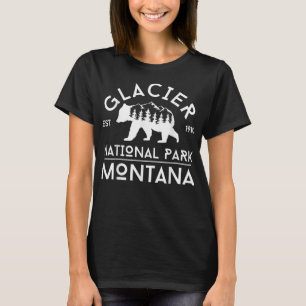 Retro Grizzly Bear Glacier National Park Souvenir T Shirt