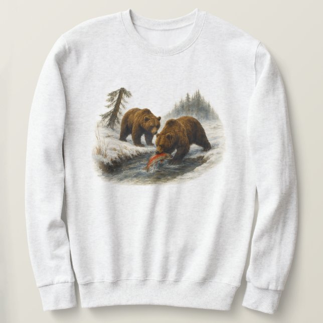 Retro Grizzlybjörnar vildmarksscen - Nittiotalet 9 Lång Ärmad Tröja (Design framsida)