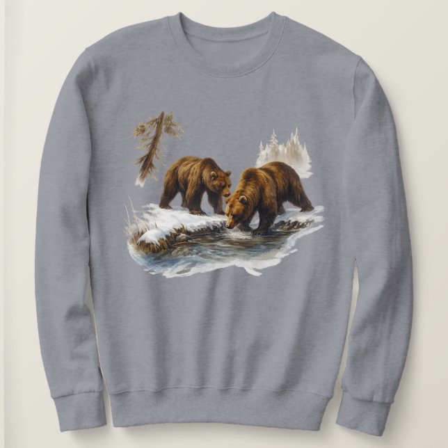 Retro Grizzlybjörnar Wilderness Scen Tröja -  (Design framsida)