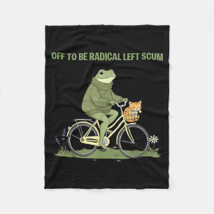 Retro groda cykel katt redo att vara radikal vänst fleecefilt