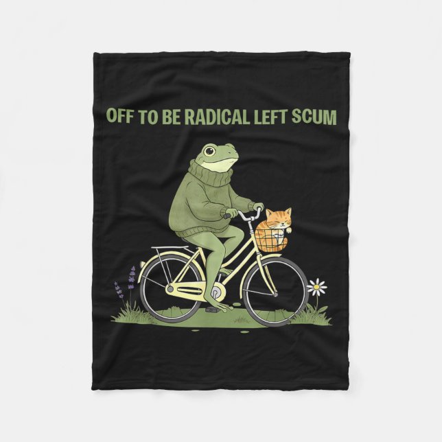 Retro groda cykel katt redo att vara radikal vänst fleecefilt (Framsidan)