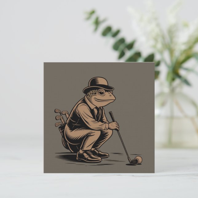 Retro Groda Rolig Retro Groda Golfälskare Inbjudningar (Stående Fram)