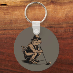 Retro Groda Rolig Retro Groda Golfälskare Nyckelring