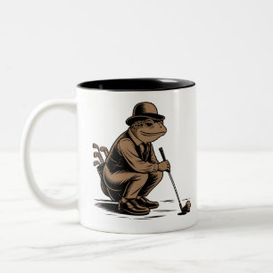 Retro Groda Rolig Retro Groda Golfälskare Två-Tonad Mugg