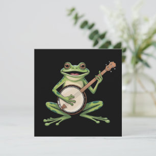 Retro Groda Spelar Banjo 90-Tals Musikälskare Vint Inbjudningar