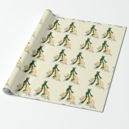 Retro grog på cykel med blommor presentpapper