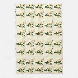 Retro grog på en cykel med blommor kökshandduk