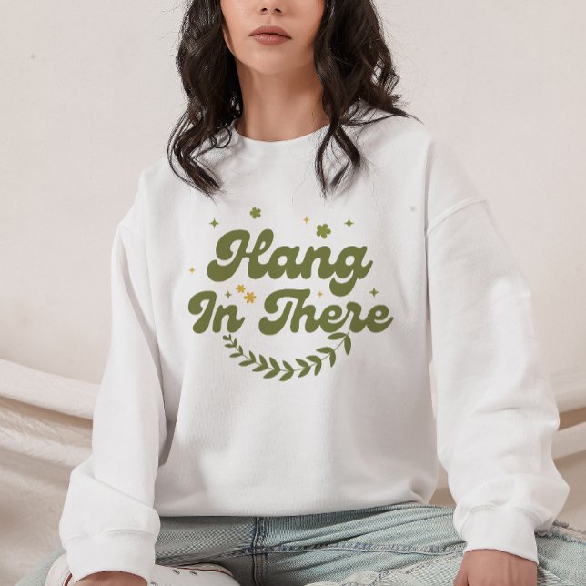 Retro grön blomster 'Häng kvar' Positivitet T Shirt (Skapare uppladdad)