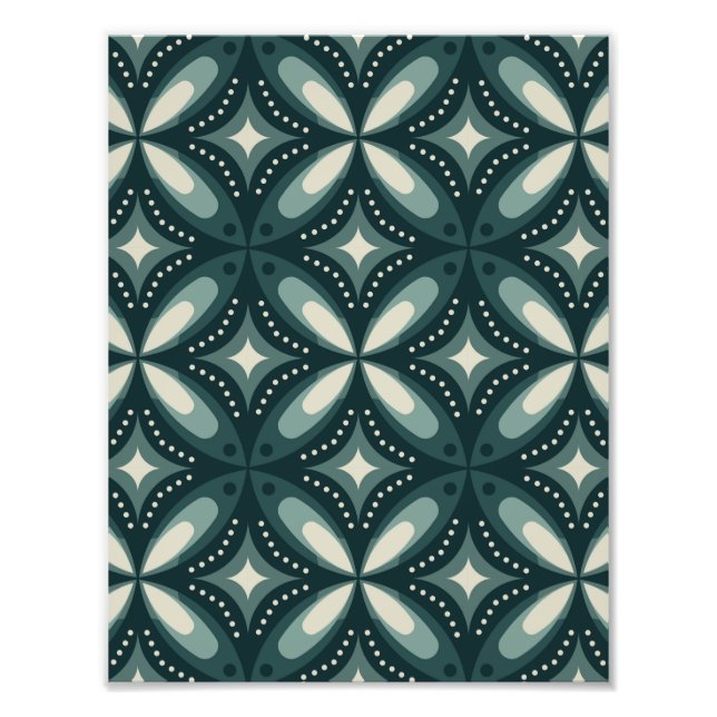 Retro grön geometrisk mönster fototryck (Framsidan)
