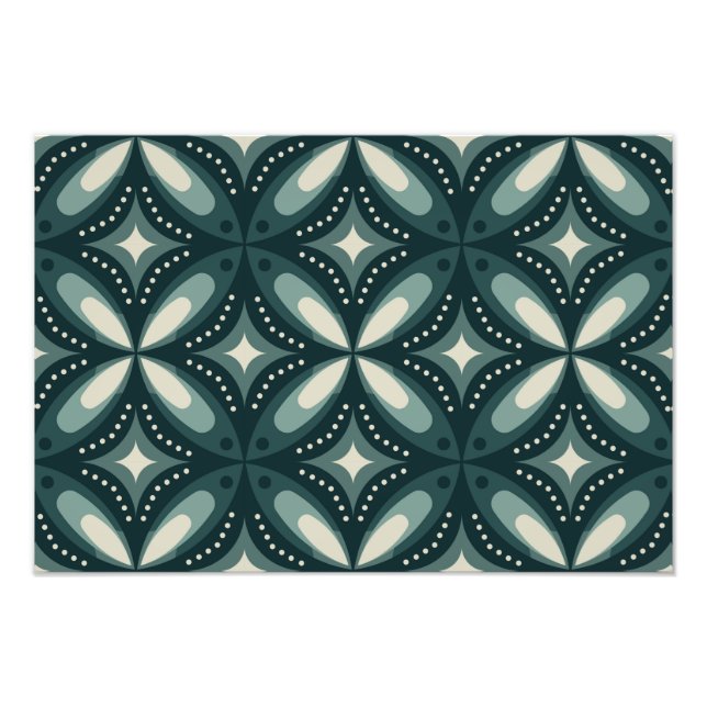 Retro grön geometrisk mönster fototryck (Framsidan)