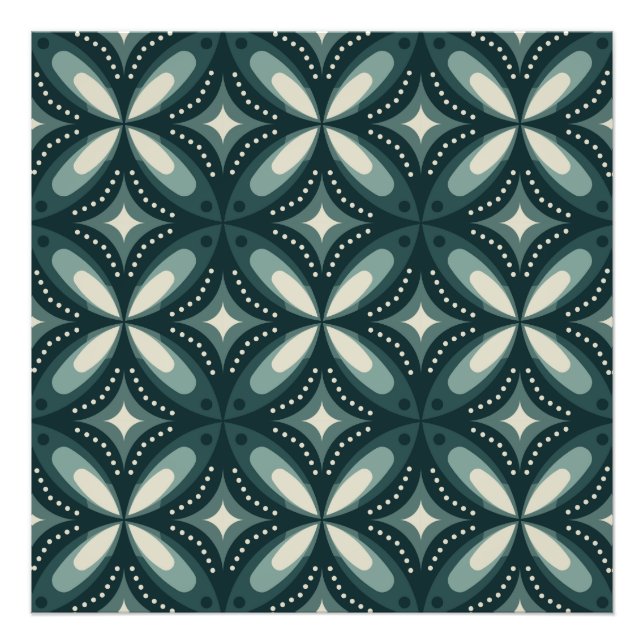 Retro grön geometrisk mönster fototryck (Framsidan)