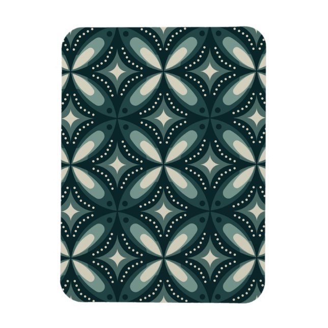 Retro grön geometrisk mönster magnet (Vertikal)