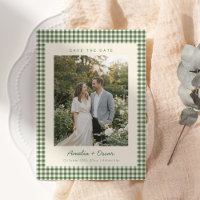 Retro grön gingham karomott fotografi bröllop