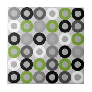 Retro grön grå svart Mid Century geometriska ringa Kakelplatta