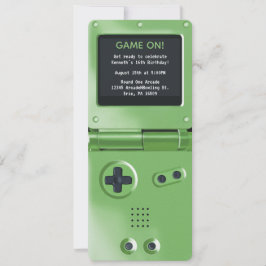 Retro Grön Handhållen Spel Födelsedagsinbjudan Inbjudningar