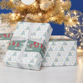 Retro Grön Hygge God Jul Träd Namn Presentpapper