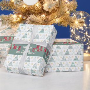 Retro Grön Hygge God Jul Träd Namn Presentpapper