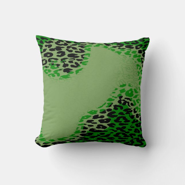 Retro grön leopardtryck och modern design kudde (Framsida)
