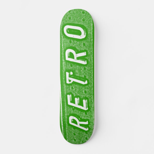 Retro - Grön och Vit Mini Skateboard Bräda 18,5 Cm (Framsida)