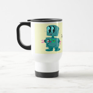 Retro grön robot för klassiker resemugg