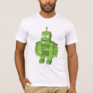 Retro grön robot med skrapor tee