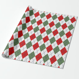 Retro Grön Röd Jul Nyår Tartan Plaid Presentpapper