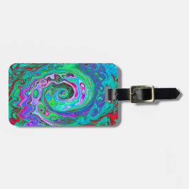 Retro grön, röd och magenta abstrakt groovy virvel bagagebricka